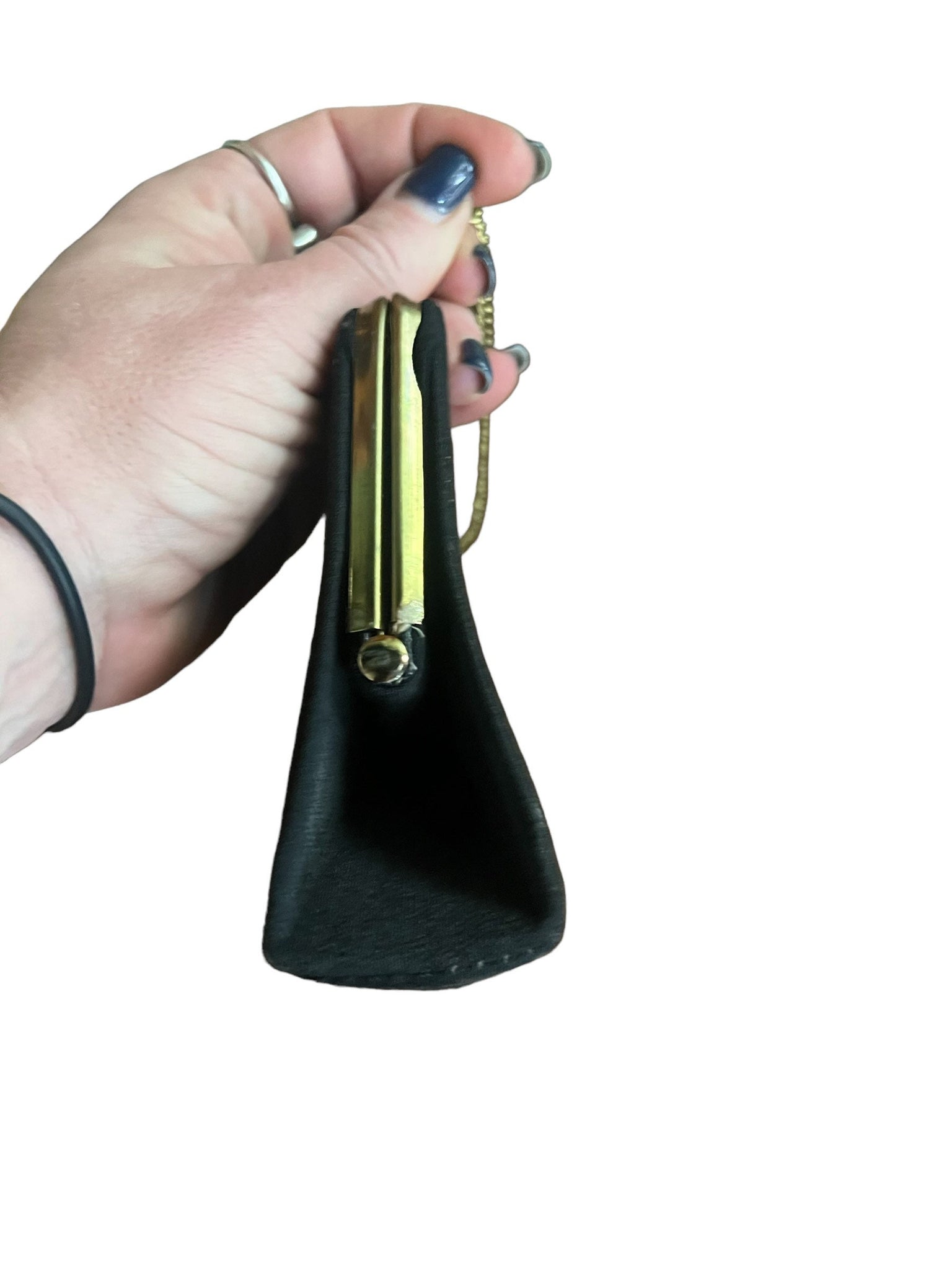 Vintage 60's black and gold small evening purse