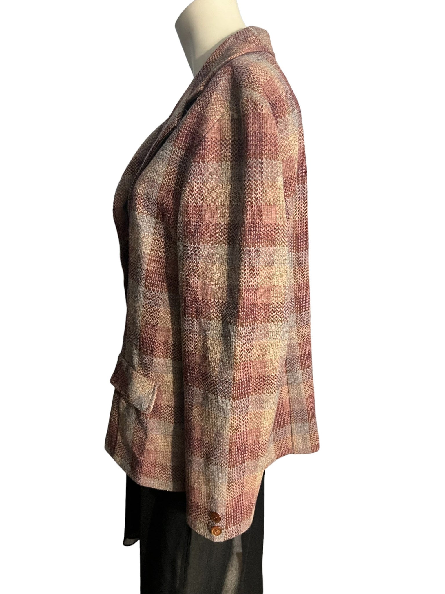 Vintage 70's purple plaid blazer jacket L XL
