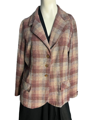 Vintage 70's purple plaid blazer jacket L XL