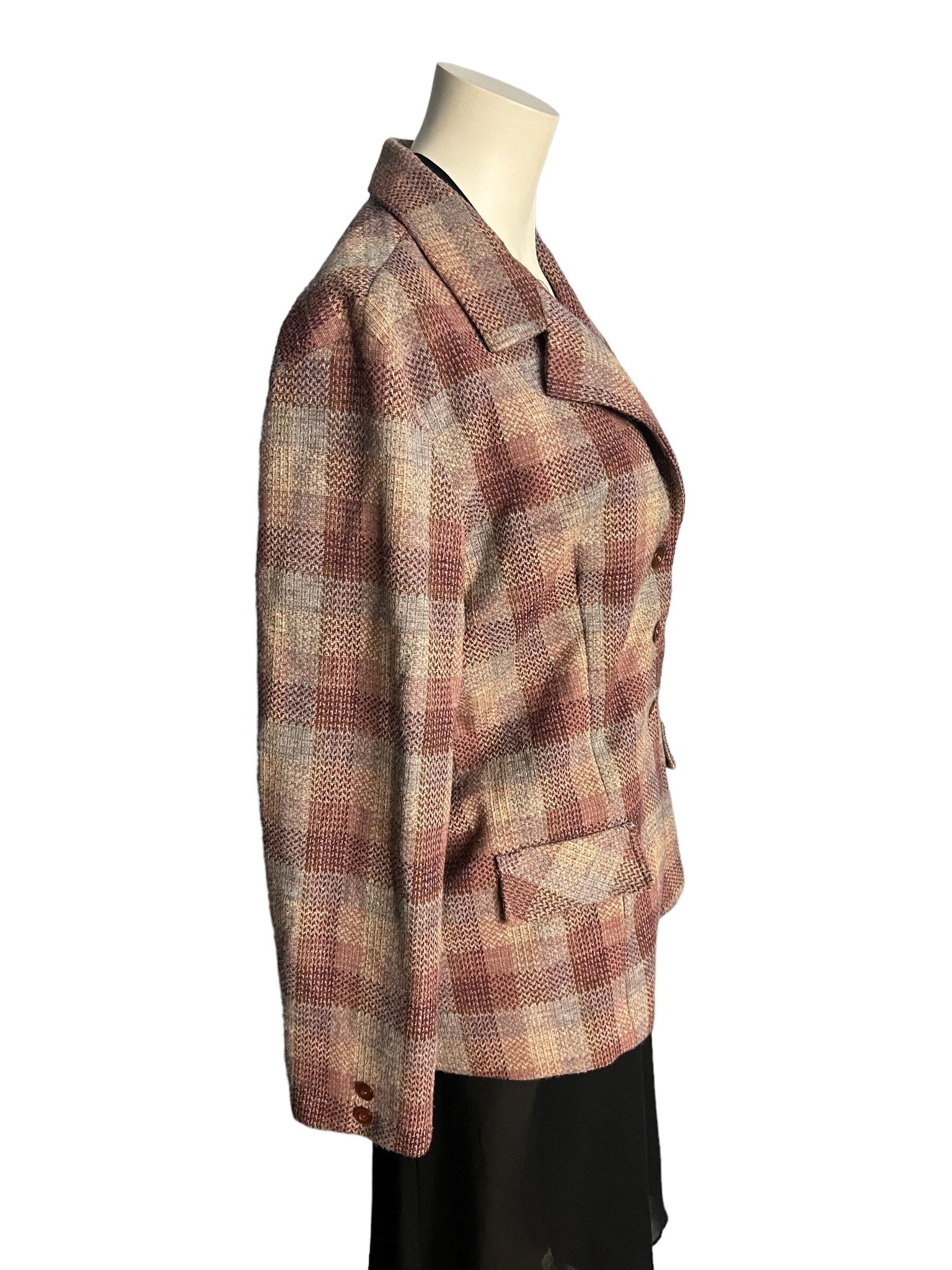 Vintage 70's purple plaid blazer jacket L XL