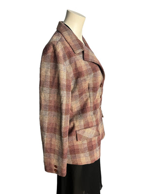 Vintage 70's purple plaid blazer jacket L XL