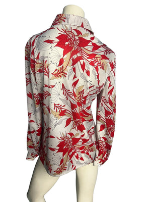 Vintage 70's red & white floral shirt L XL 18