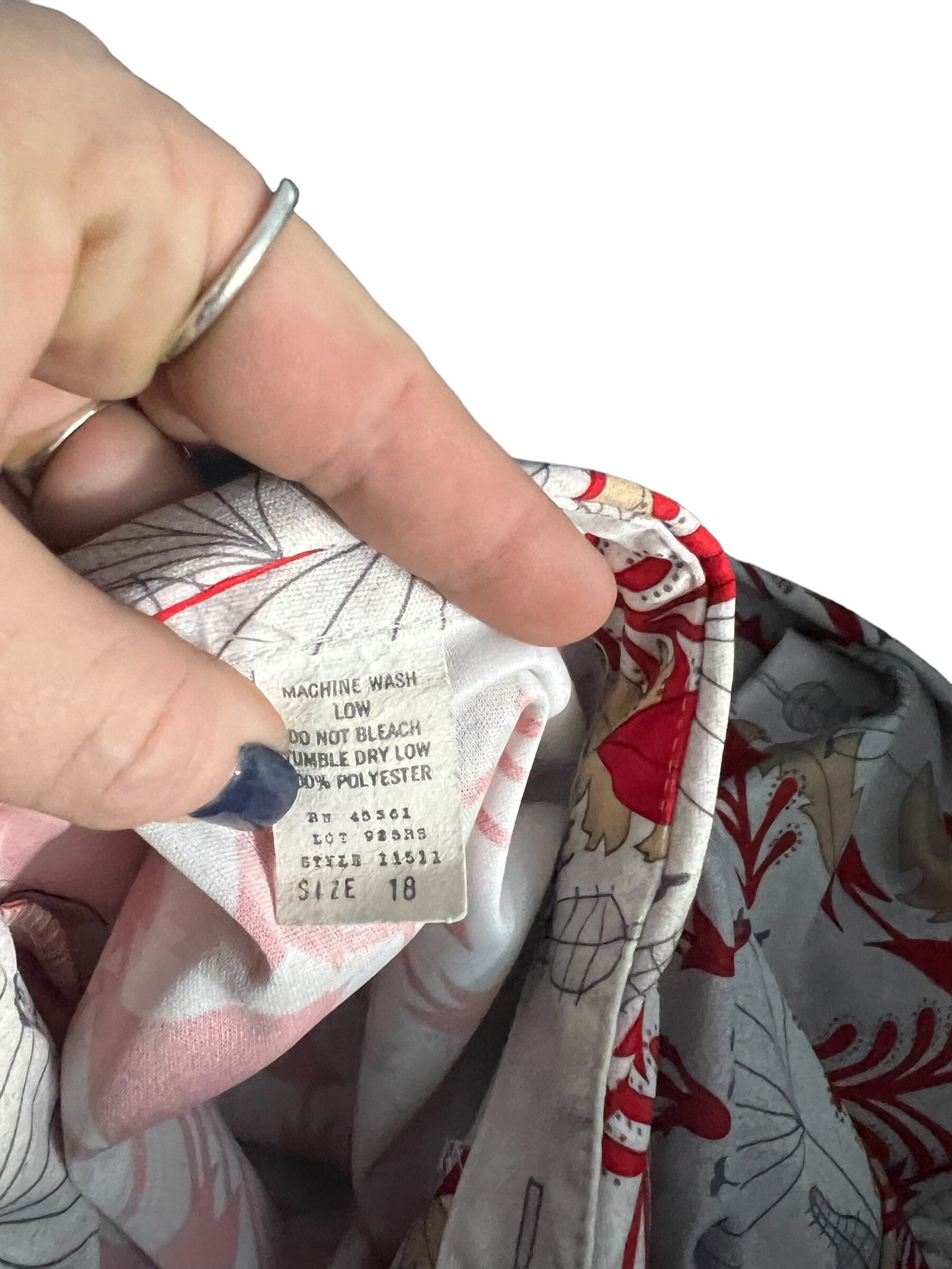Vintage 70's red & white floral shirt L XL 18
