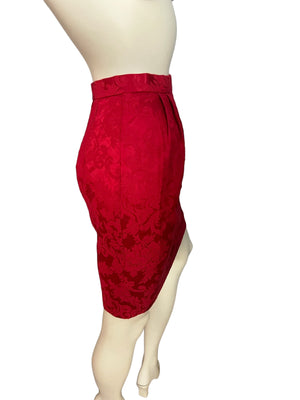 Vintage 80's Leslie Fay red brocade suit 6