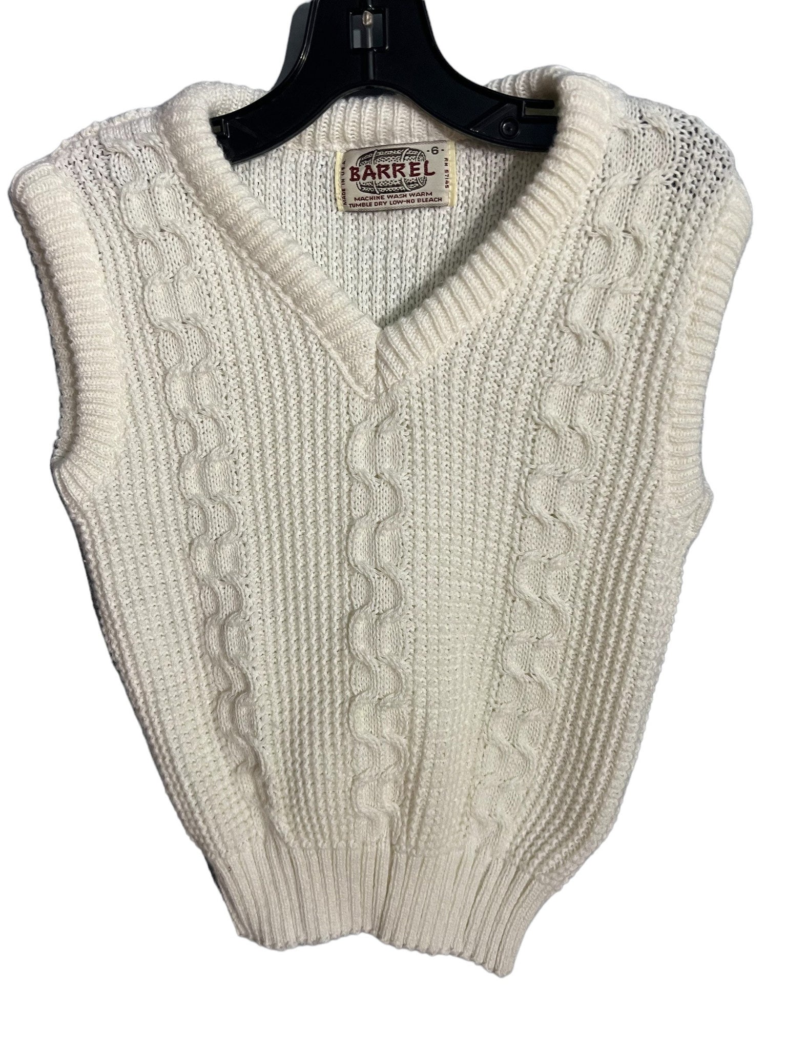 Vintage 70's white kid's sweater vest 6 Barrel