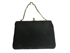 Vintage 60's black and gold small evening purse