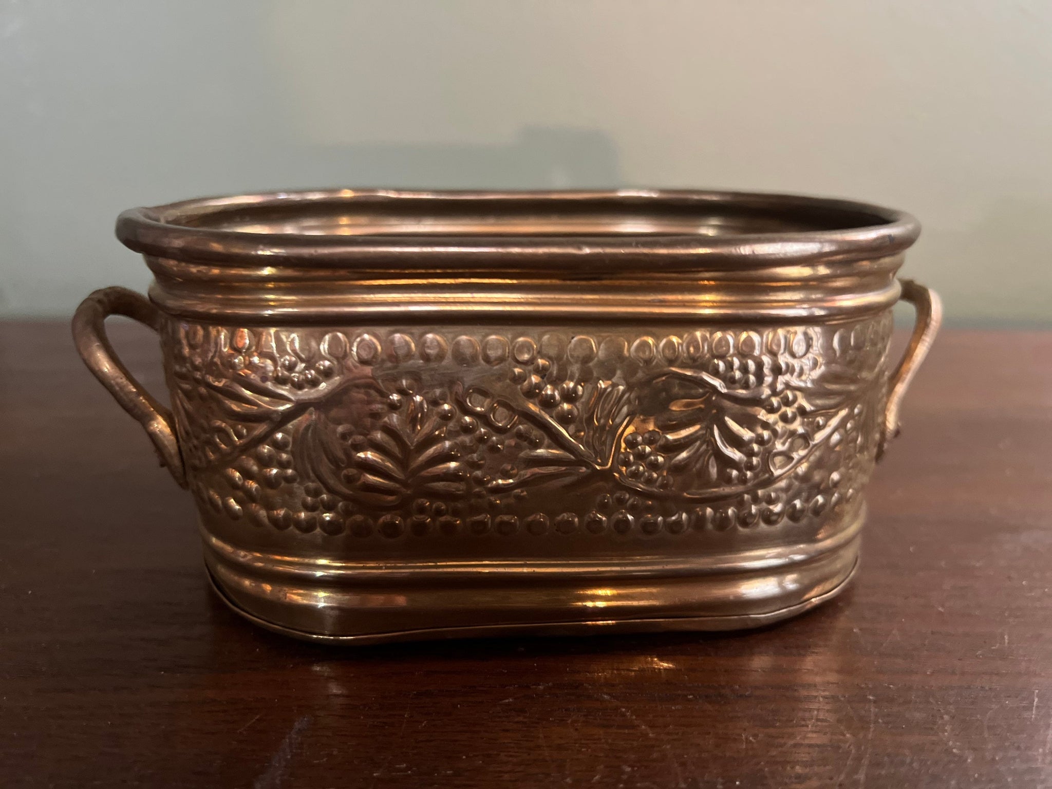 Vintage decorative embossed container pot