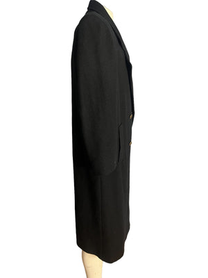 Vintage 80's women's black wool military coat L