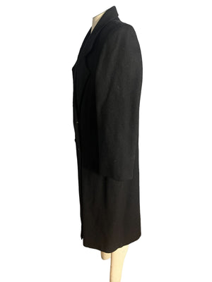 Vintage 80's women's black wool military coat L