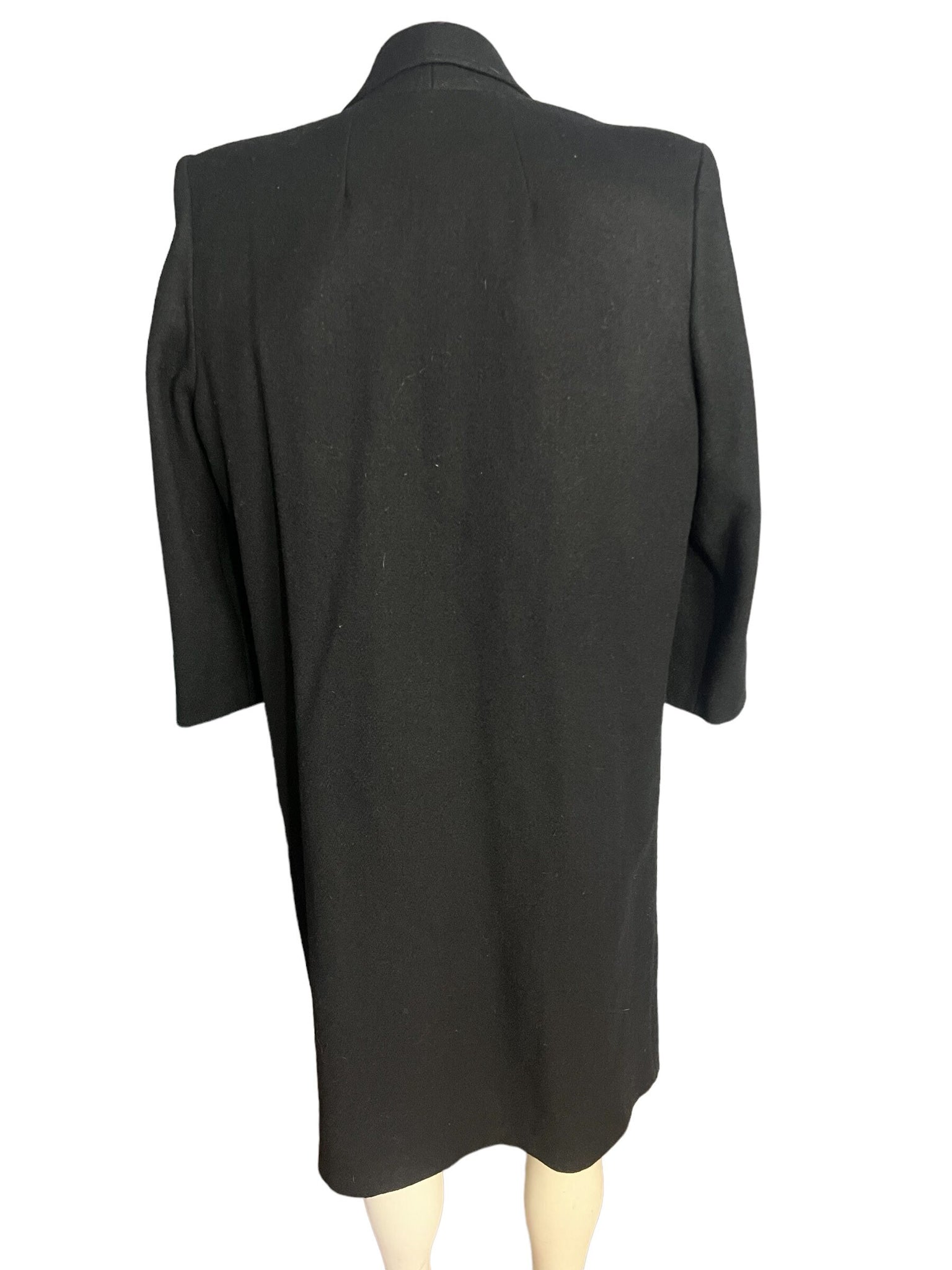 Vintage 80's women's black wool military coat L