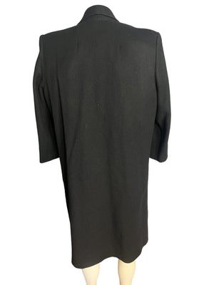 Vintage 80's women's black wool military coat L