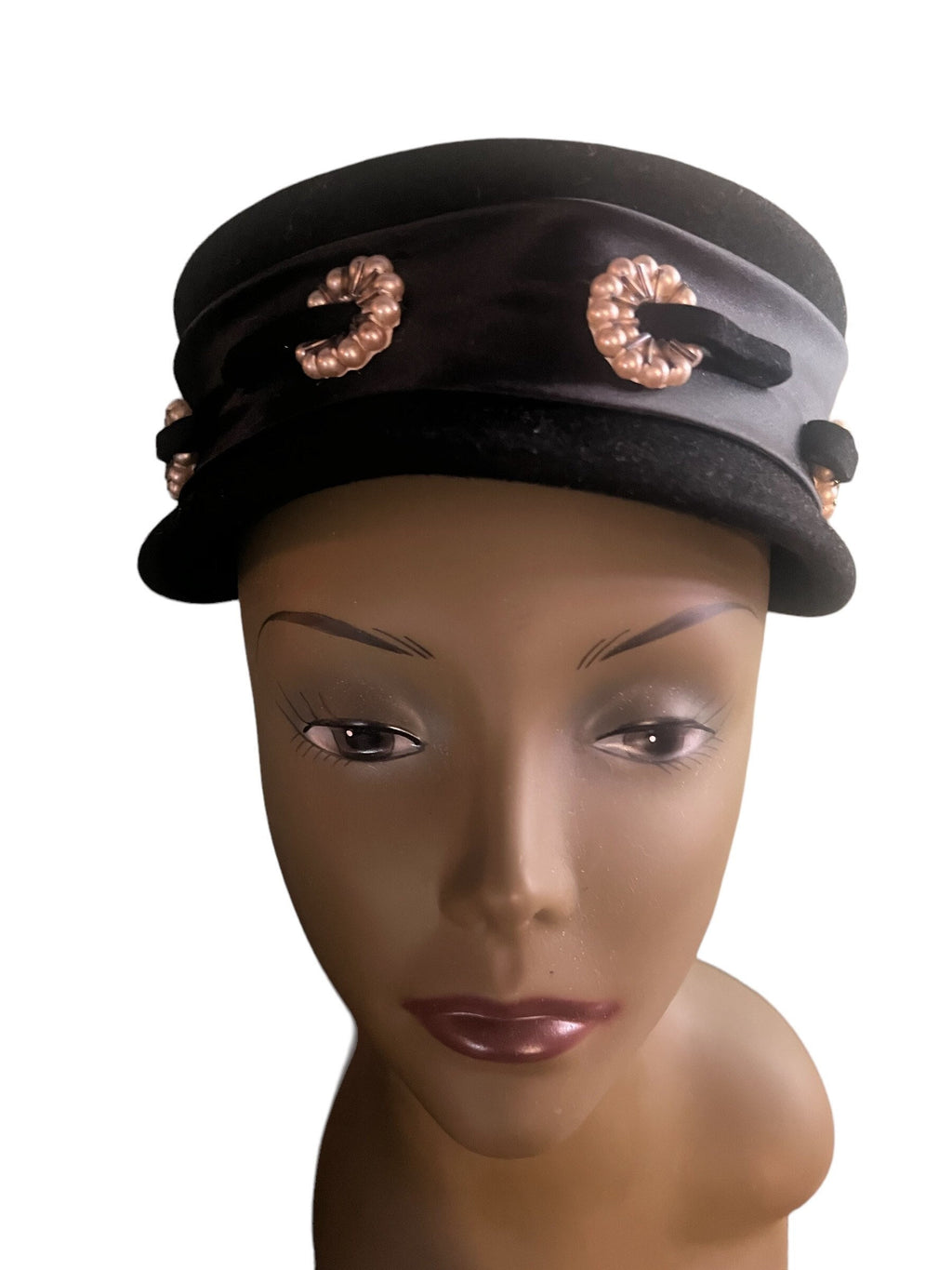 Vintage 50's black hat D.H. Holmes