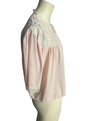 Vintage pink bed jacket lingerie L
