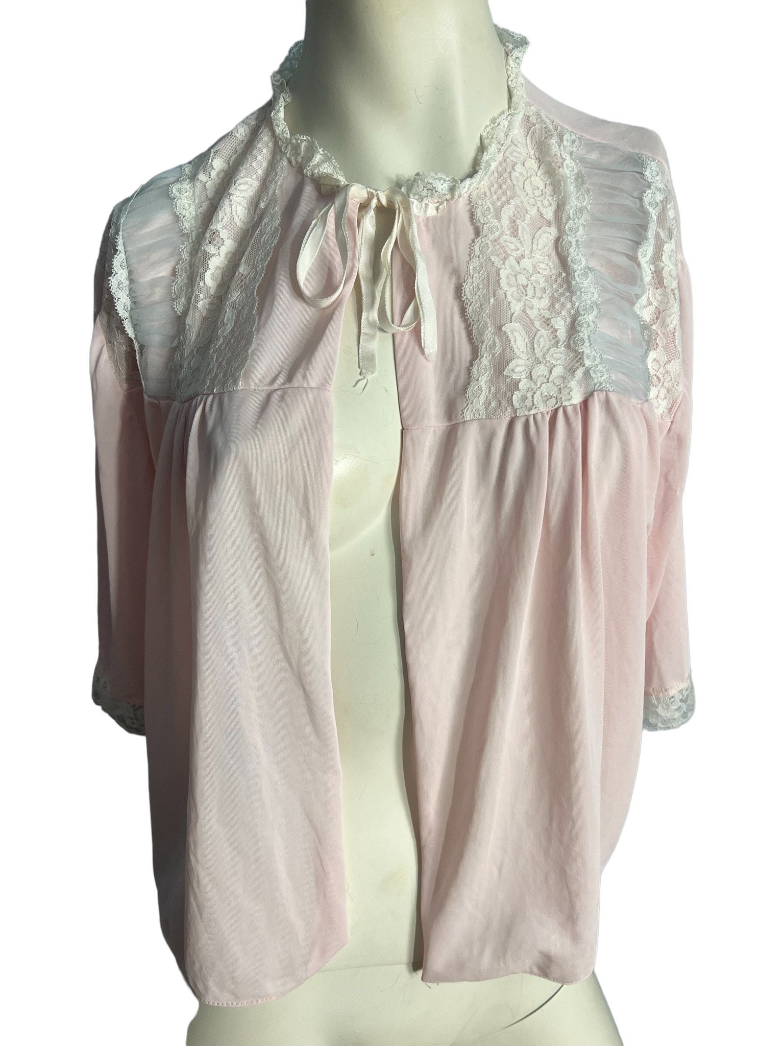 Vintage pink bed jacket lingerie L
