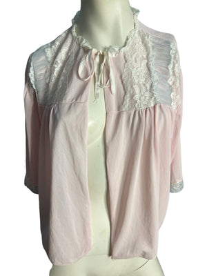 Vintage pink bed jacket lingerie L