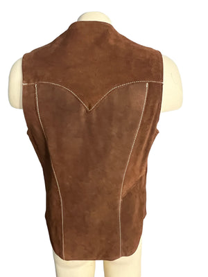 Vintage 70's brown leather western vest 40