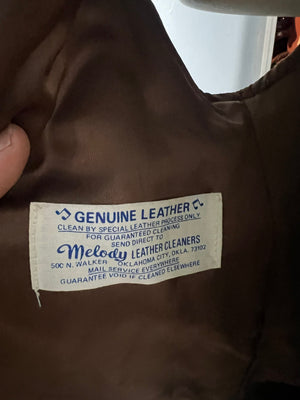 Vintage 70's brown leather western vest 40