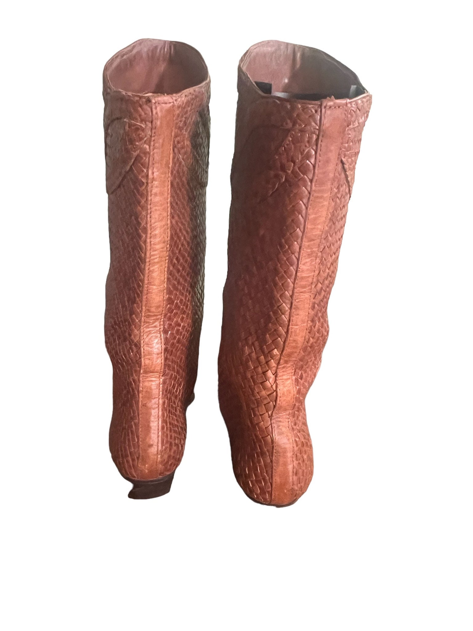Vintage 80's brown woven boots 5.5