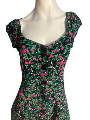 Vintage 80's floral mini dress L Susan Richards