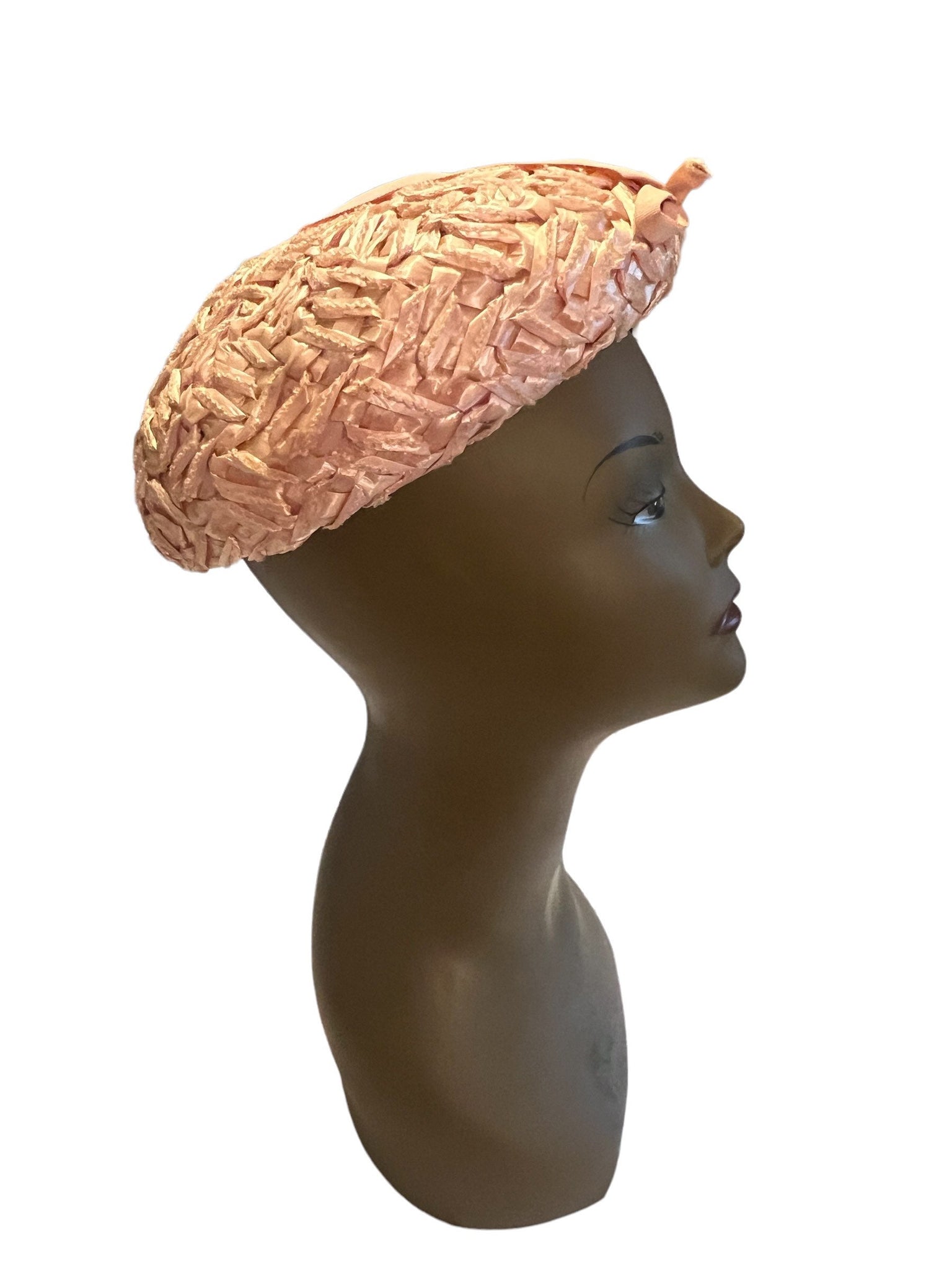 Vintage 60's pink hat with bow decor on front
