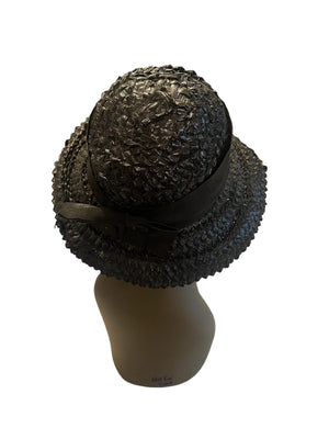 Vintage black 60's straw sun hat