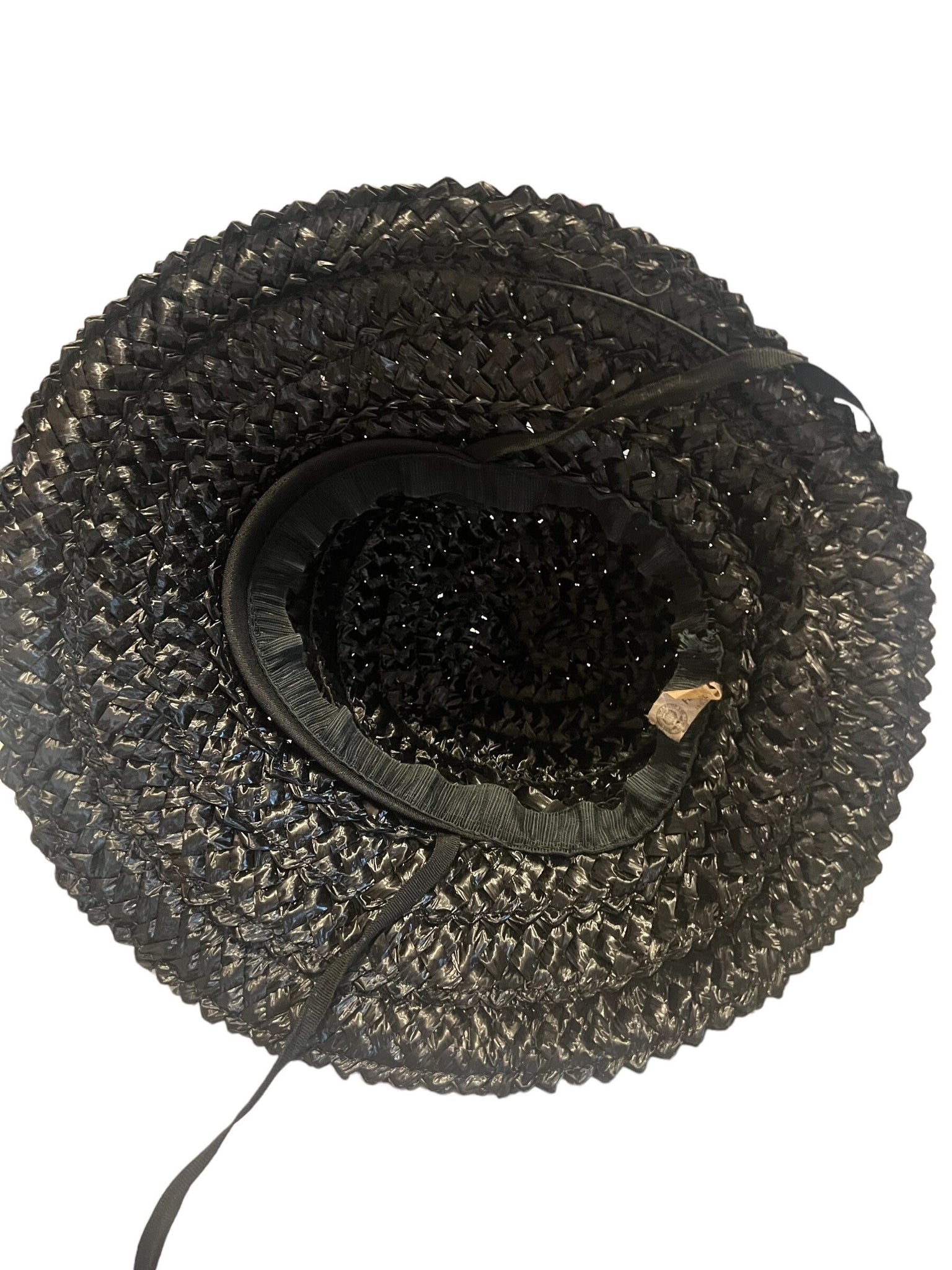 Vintage black 60's straw sun hat