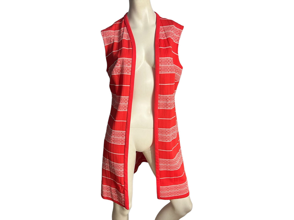 Vintage 70's long orange and white stripe vest M