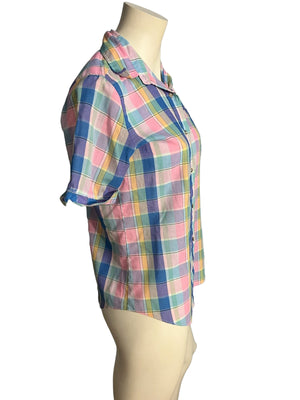 Vintage 80's plaid women's shirt 8 M