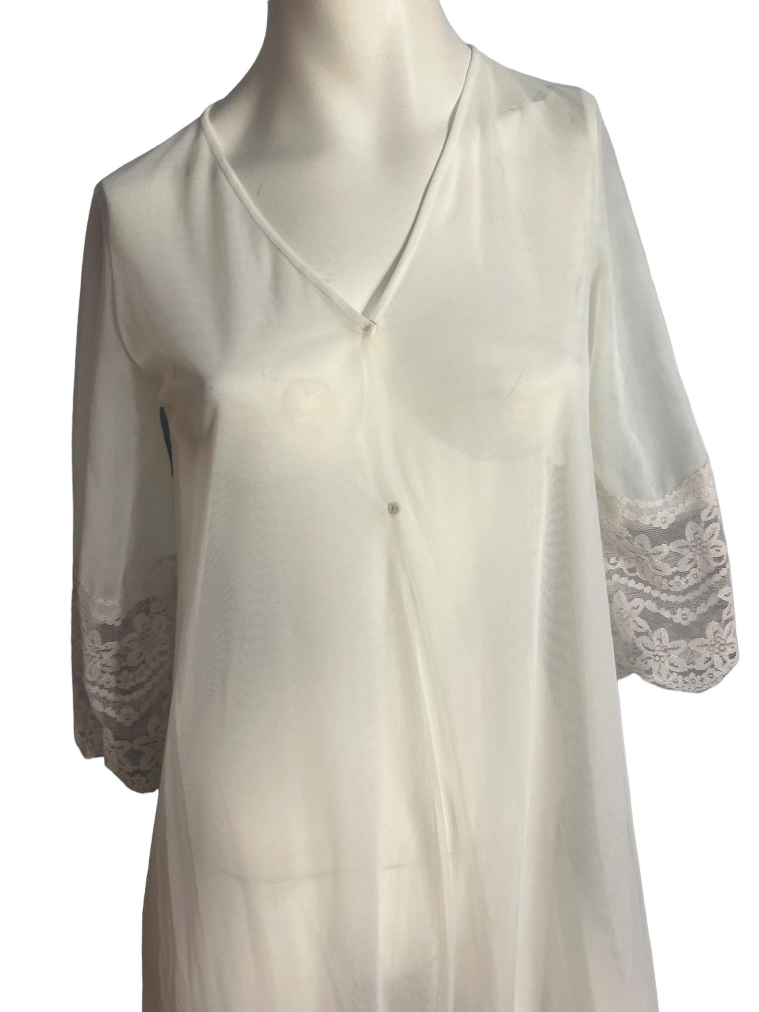 Vintage white sheer 60's robe M