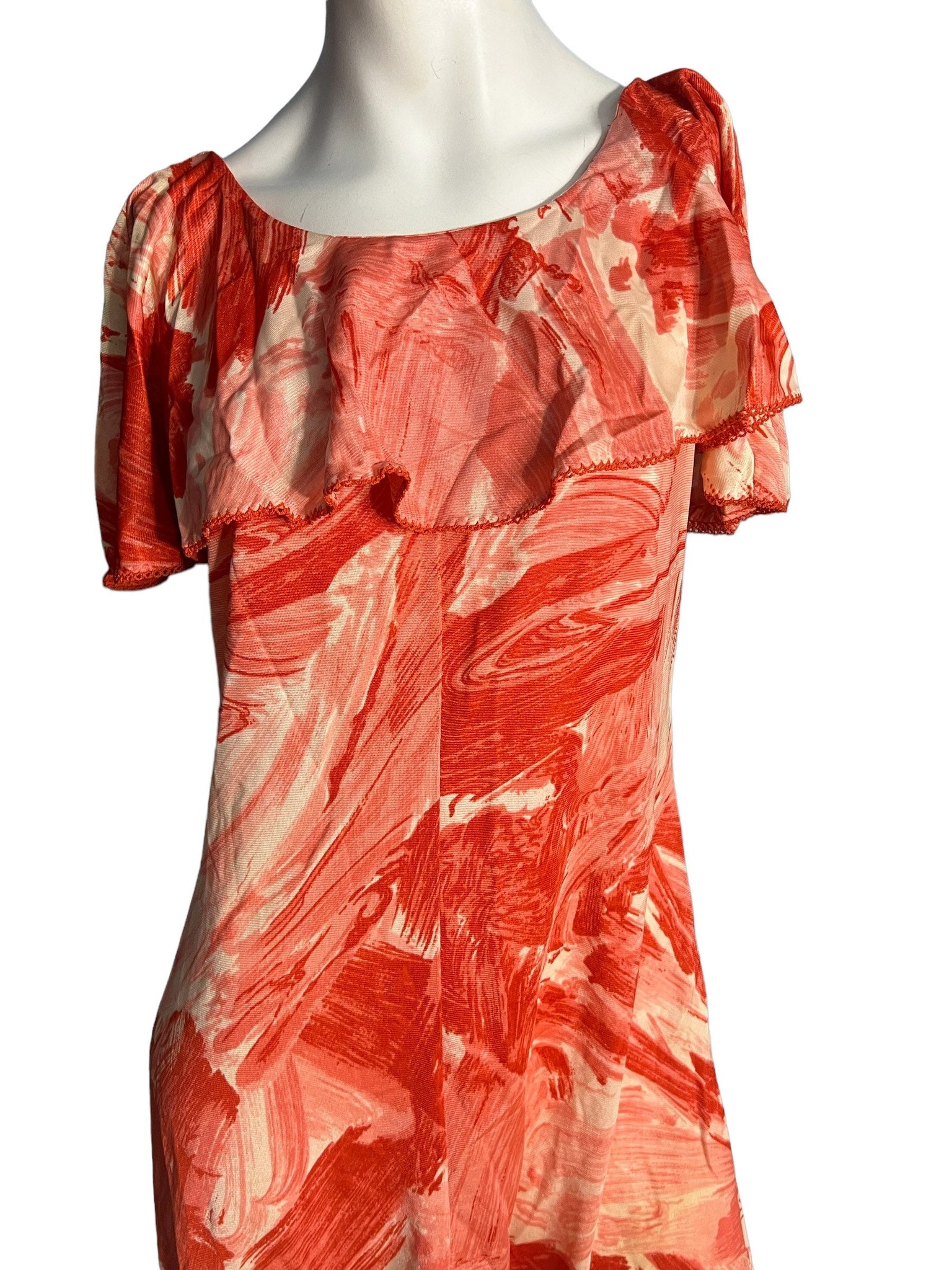 Vintage 1970's Long Wild Orange Dress L
