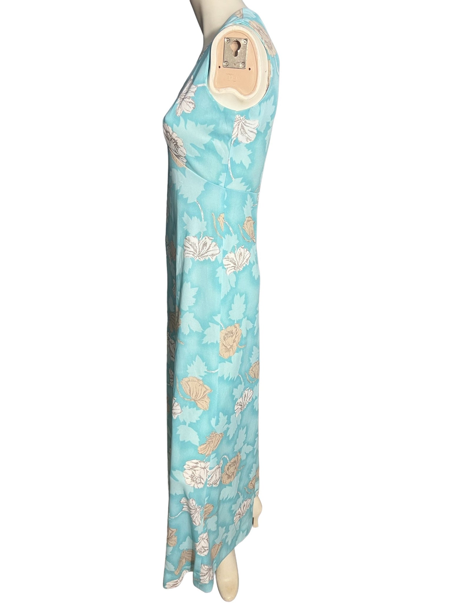 Vintage Blue Flower 1970's Maxi Dress & Shirt M