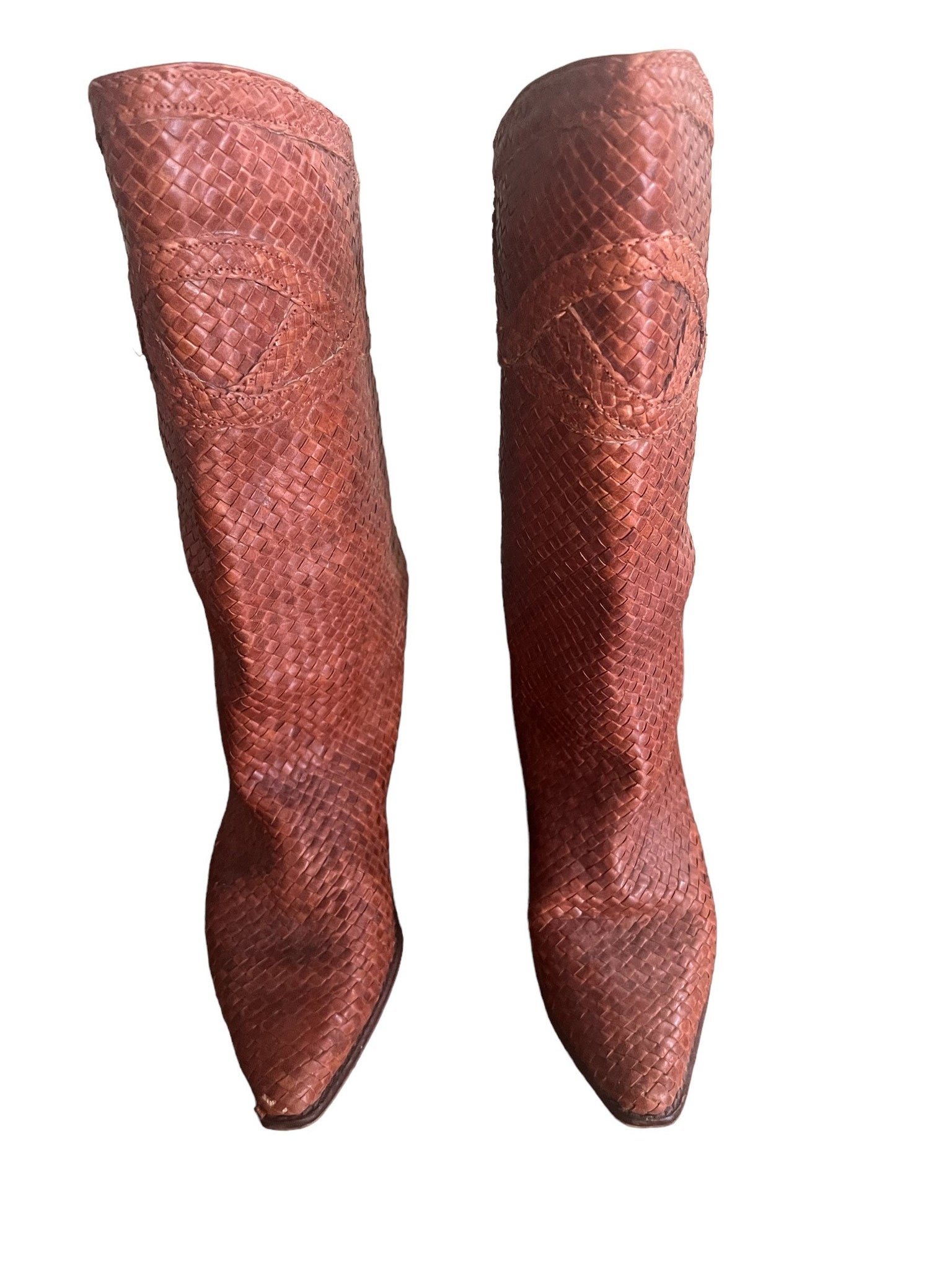Vintage 80's brown woven boots 5.5