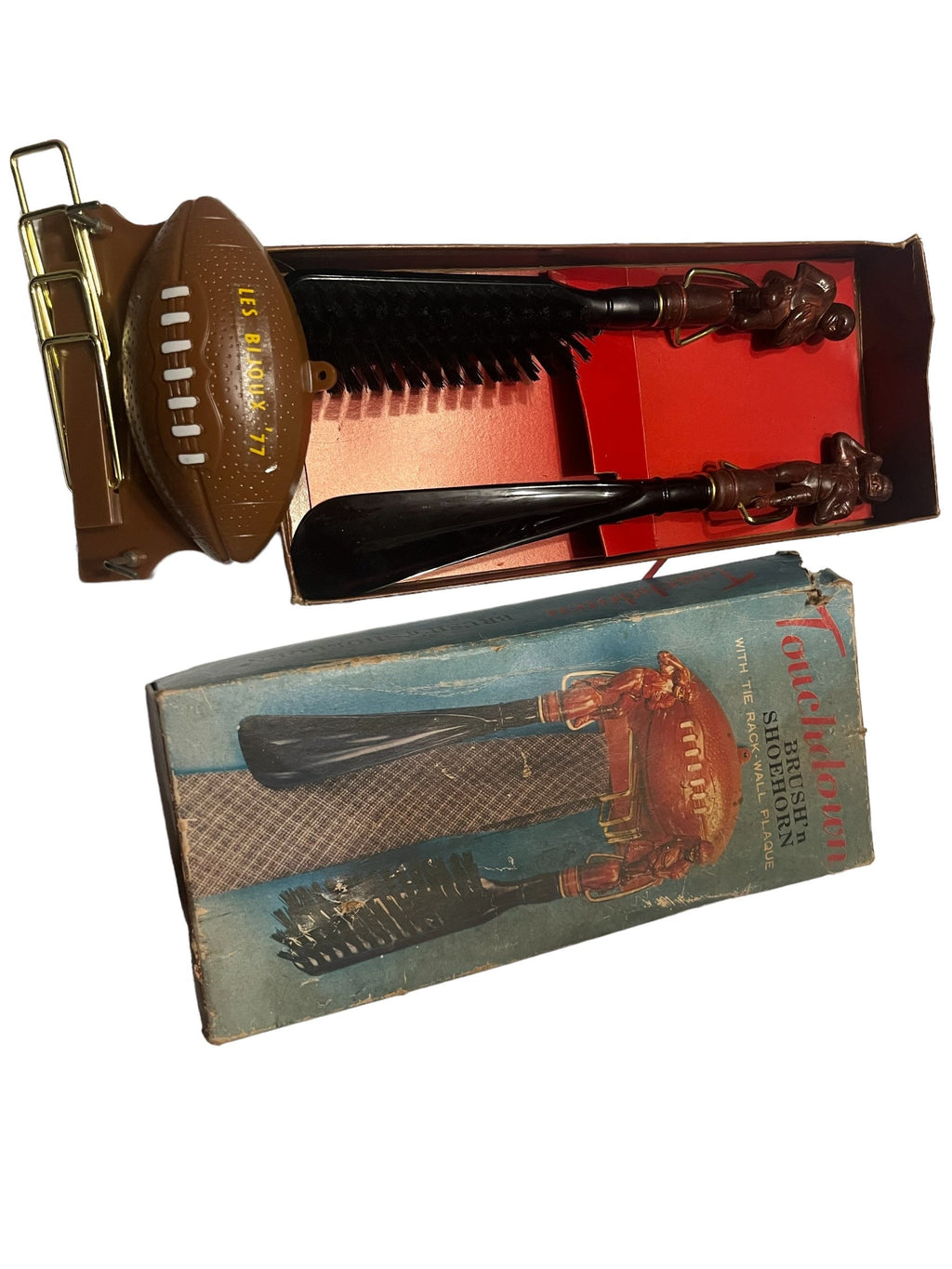 Vintage 60's men's Touchdown Brush & Shoehorn tie rack