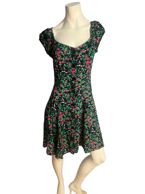 Vintage 80's floral mini dress L Susan Richards