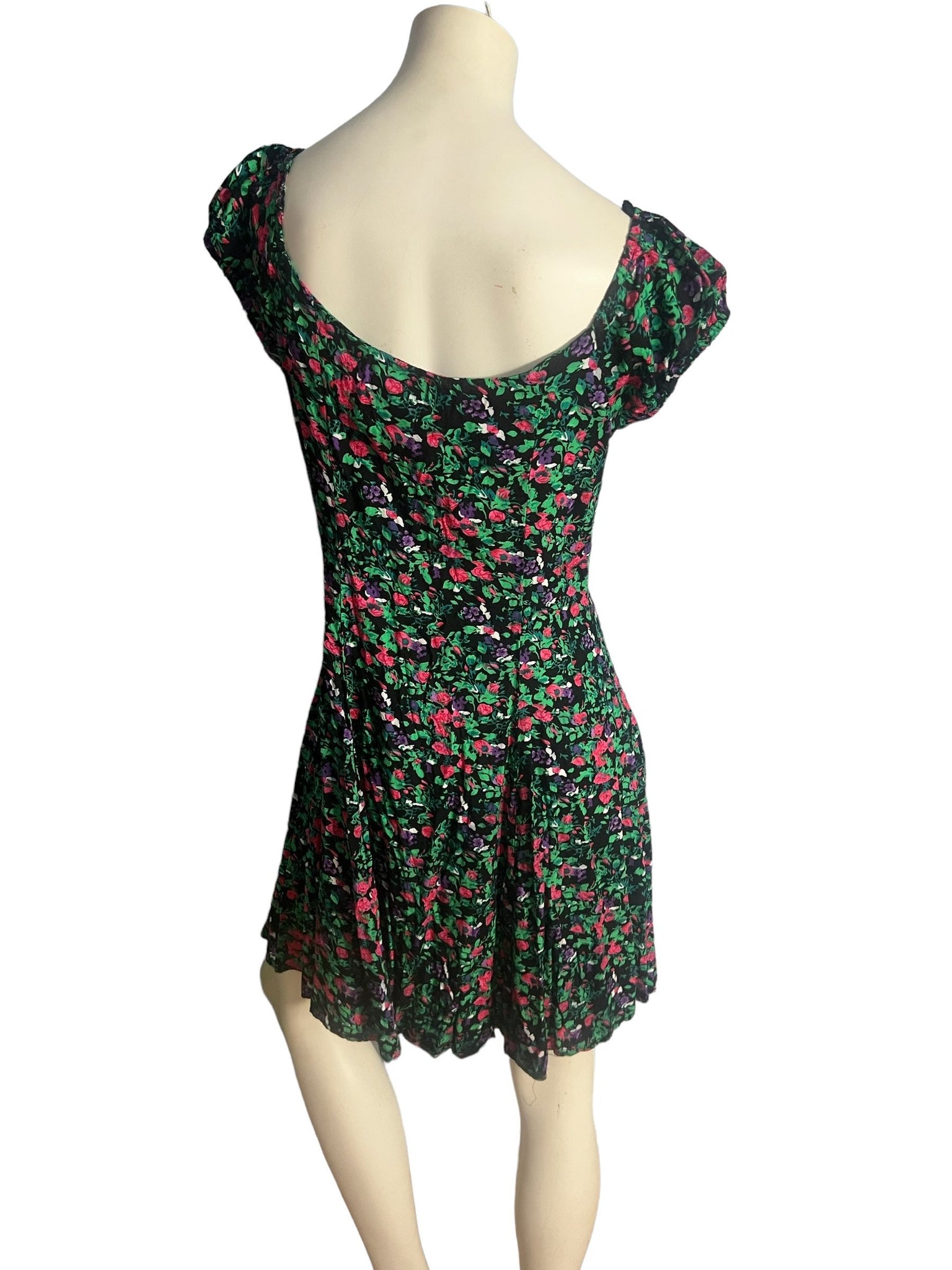 Vintage 80's floral mini dress L Susan Richards