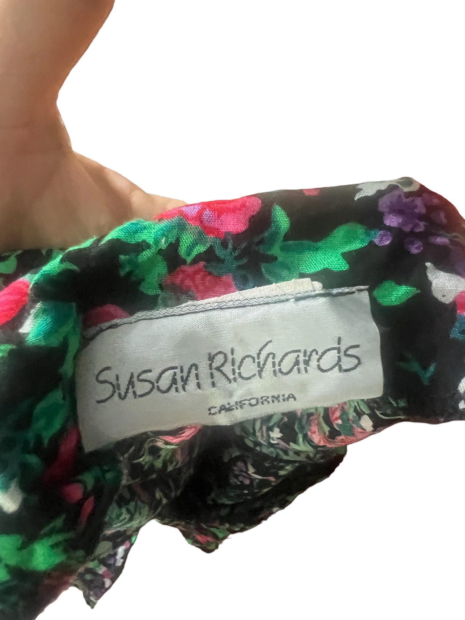 Vintage 80's floral mini dress L Susan Richards