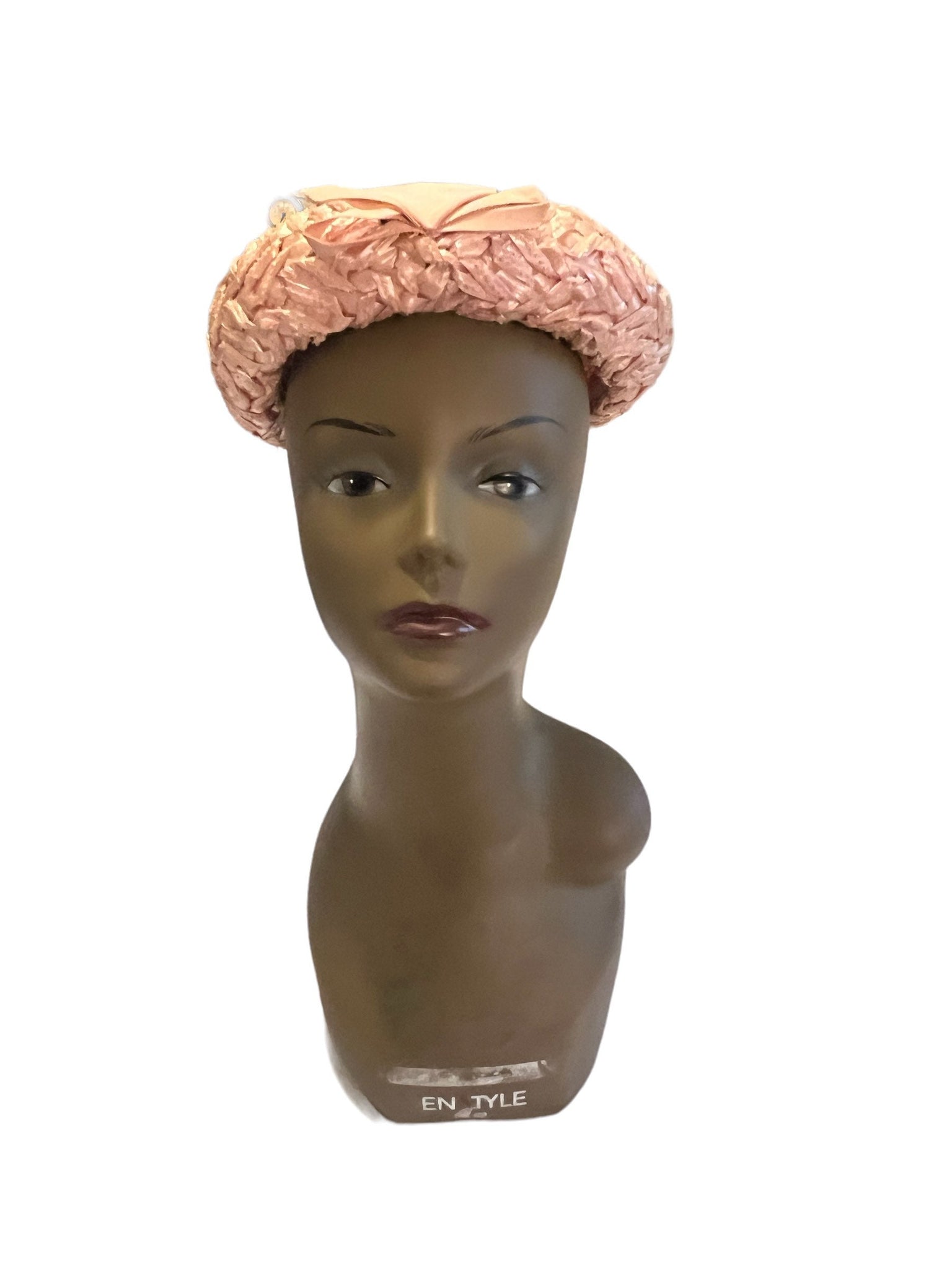 Vintage 60's pink hat with bow decor on front