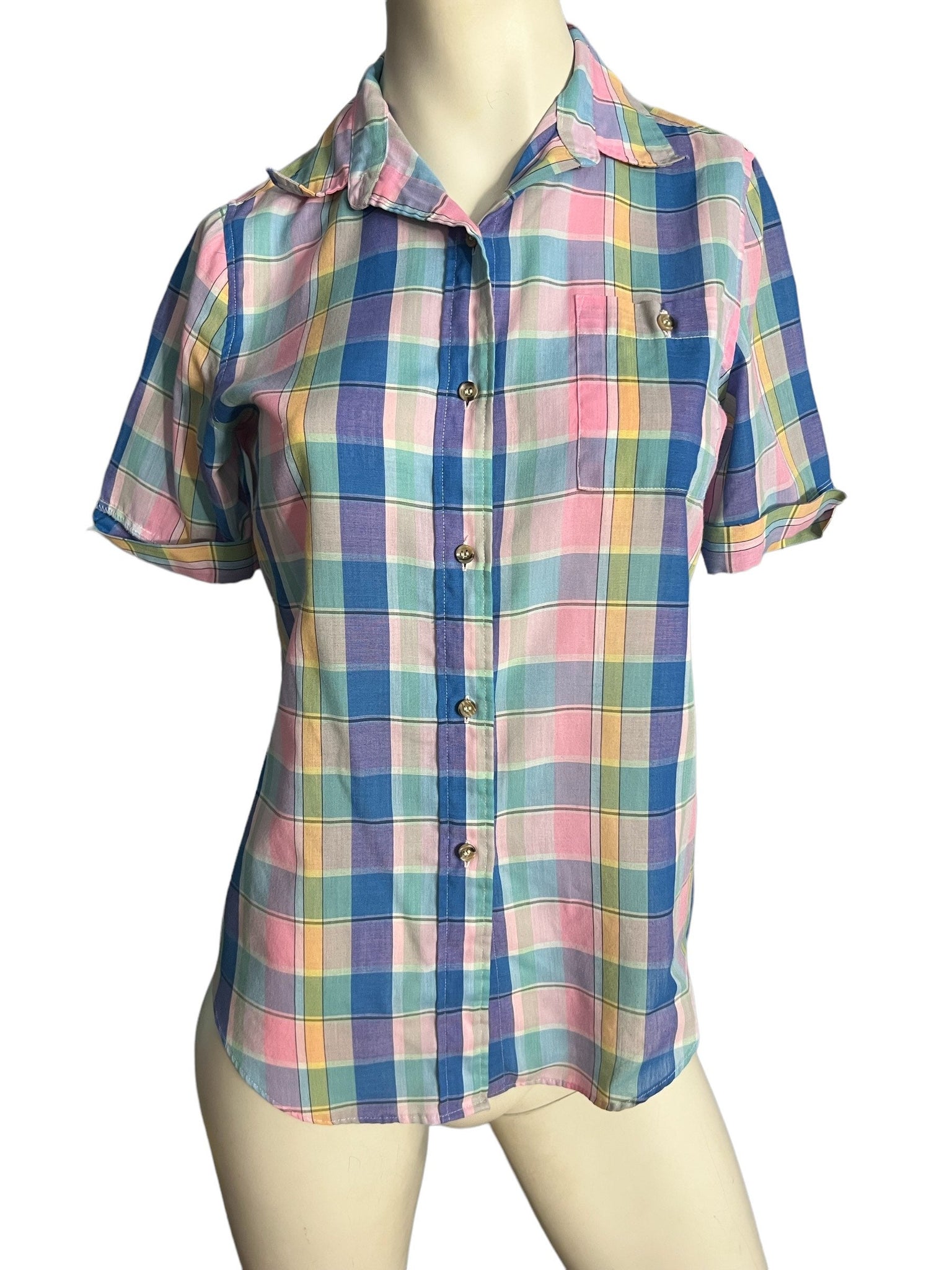 Vintage 80's plaid women's shirt 8 M