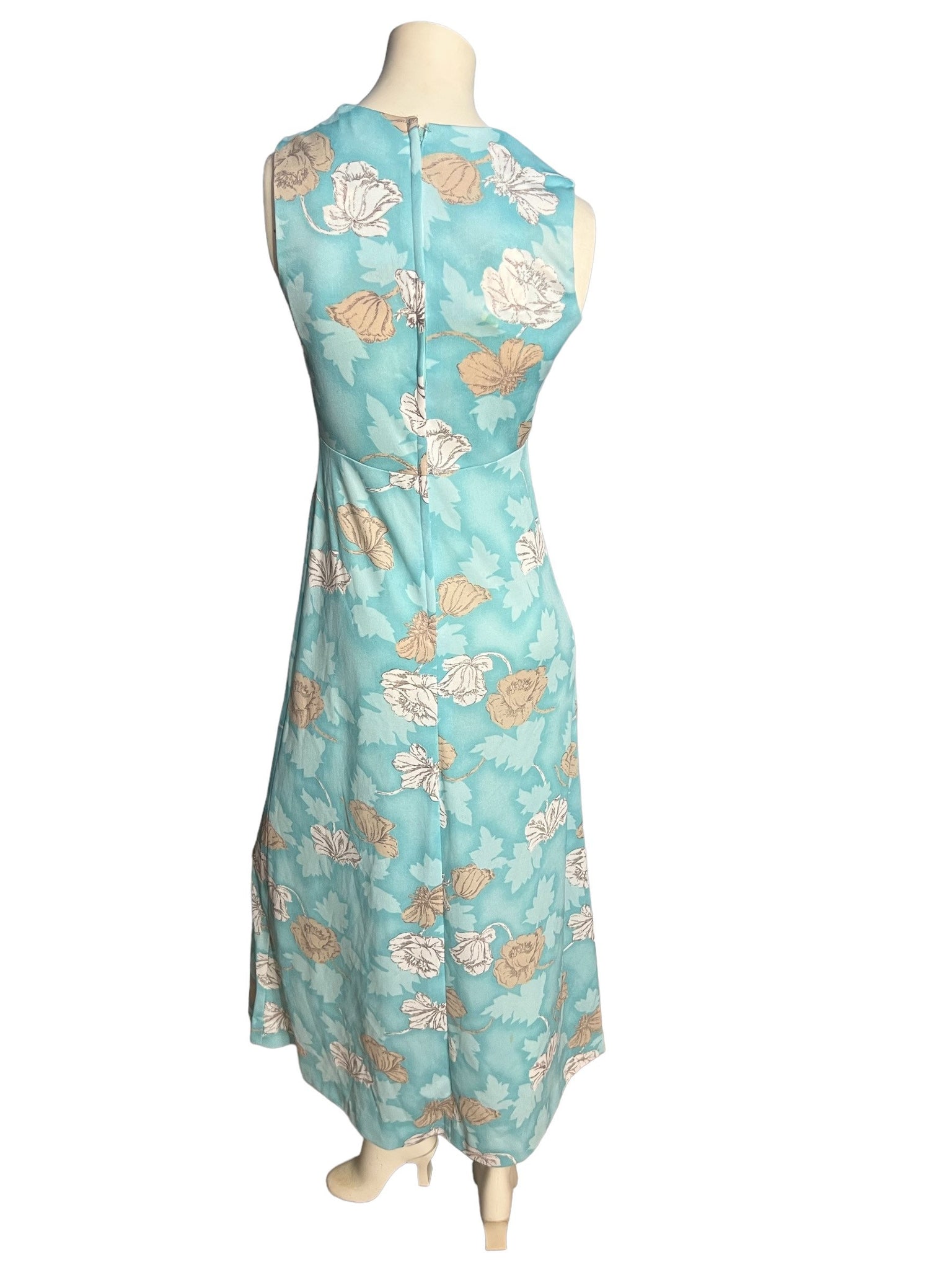 Vintage Blue Flower 1970's Maxi Dress & Shirt M
