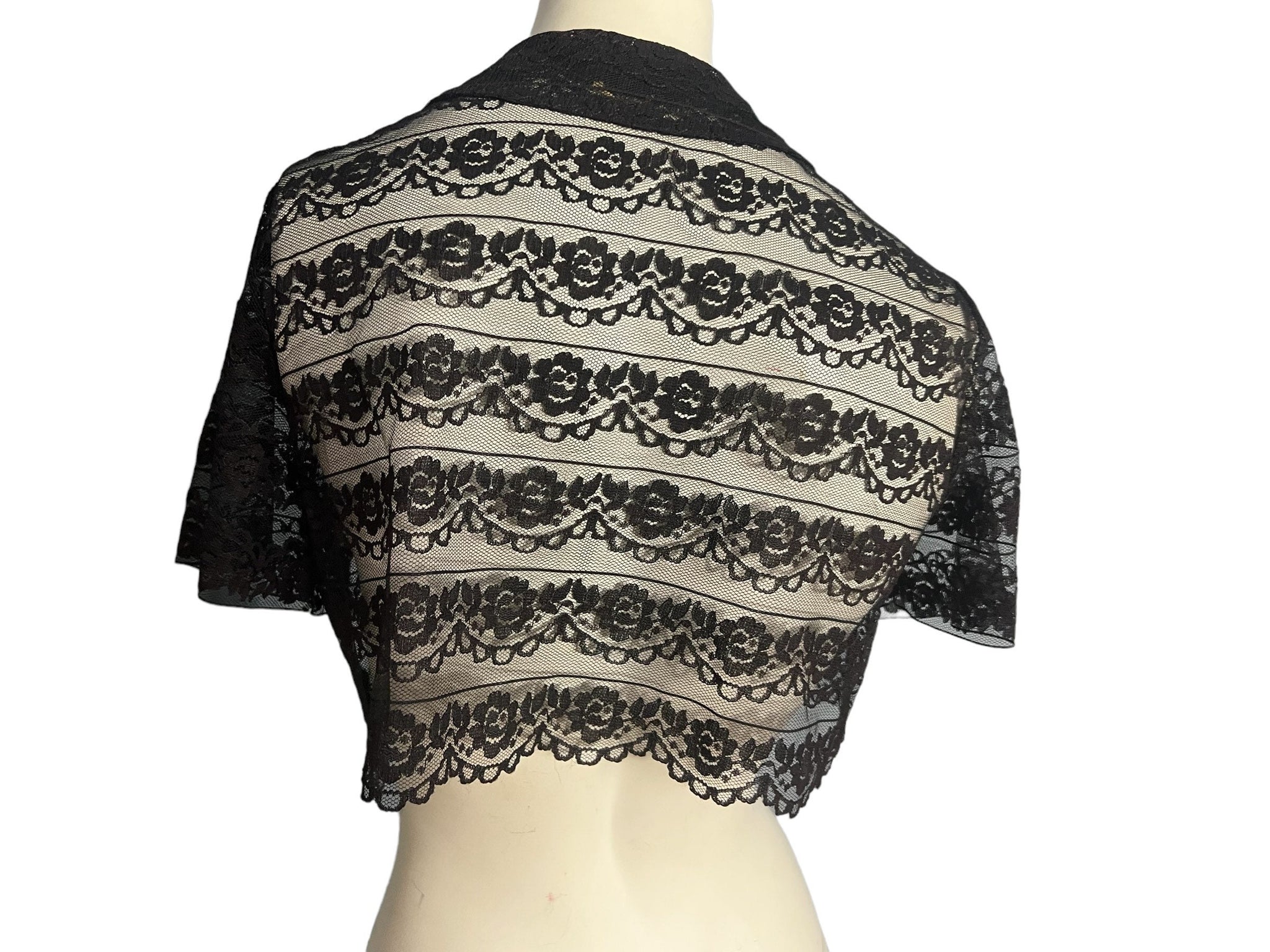 Vintage 50's black lace short jacket M Top Hit