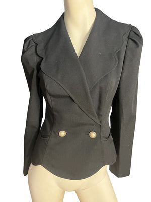 Vintage 80's black blazer jacket Leslie Lucks M