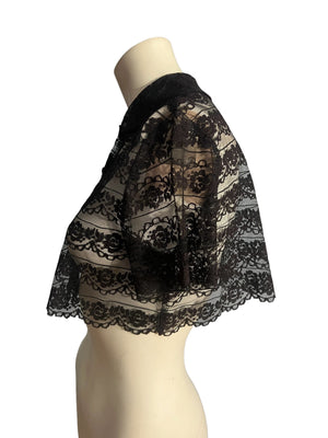 Vintage 50's black lace short jacket M Top Hit