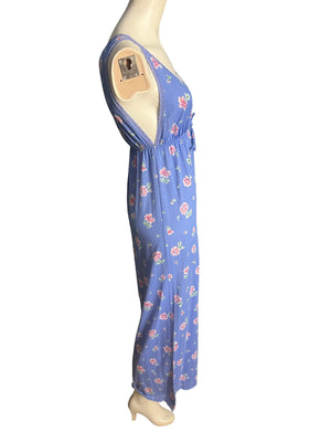 Vintage 70's Miss Elaine purple floral nightgown S