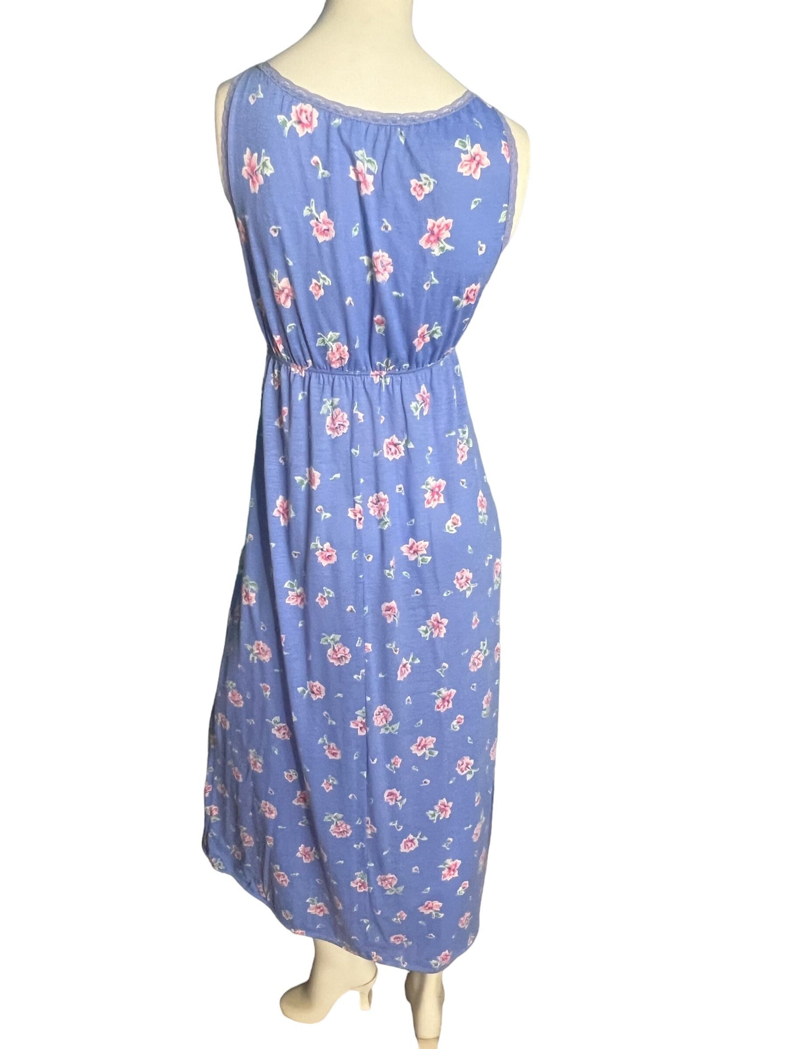 Vintage 70's Miss Elaine purple floral nightgown S