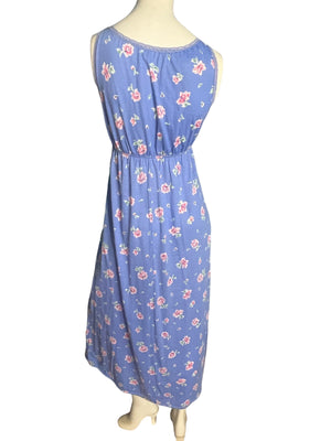 Vintage 70's Miss Elaine purple floral nightgown S