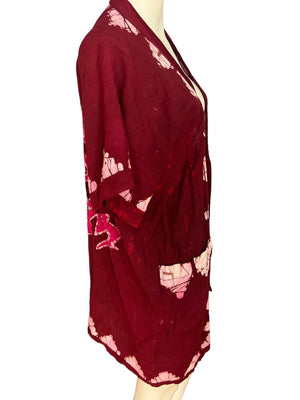 Vintage batik pink cotton robe S M