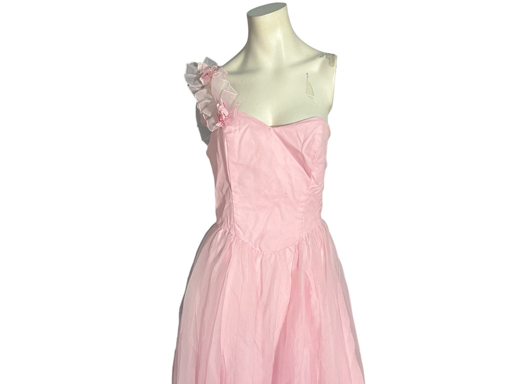 Vintage 60's pink chiffon party dress formal M L