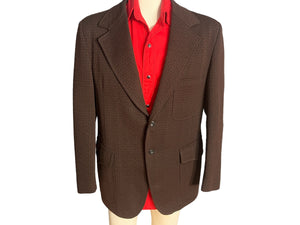 Vintage 70's brown & black mod suit jacket 44