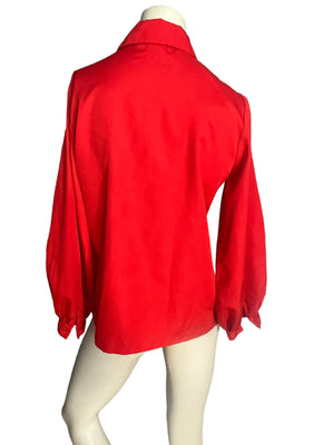 Vintage red 70's ruffle shirt M Terry