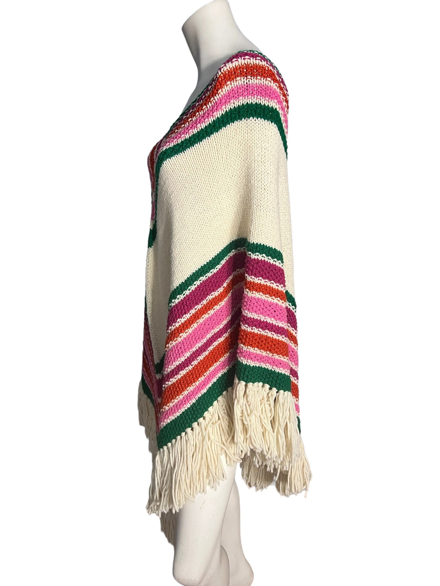 Vintage 70's knit shawl chevron